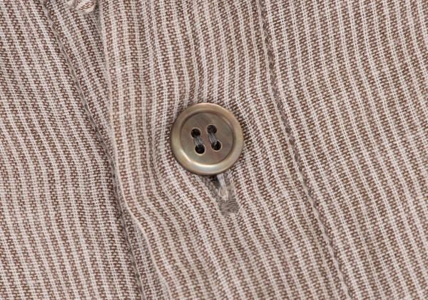 Plantation Cotton Stripe Gauze Light Brown/White Shirt Size M