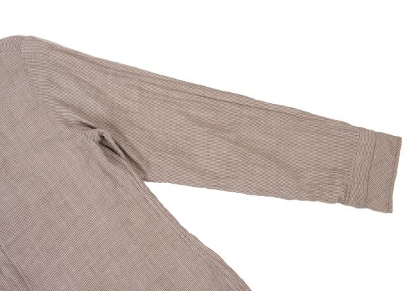 Plantation Cotton Stripe Gauze Light Brown/White Shirt Size M
