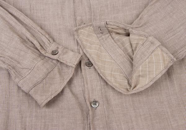 Plantation Cotton Stripe Gauze Light Brown/White Shirt Size M