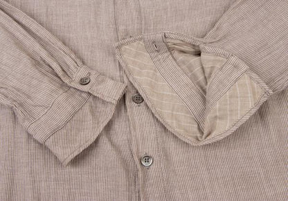 Plantation Cotton Stripe Gauze Light Brown/White Shirt Size M