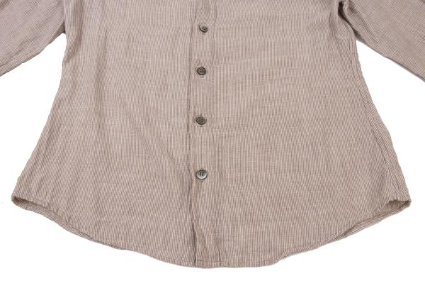 Plantation Cotton Stripe Gauze Light Brown/White Shirt Size M