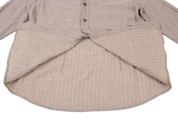 Plantation Cotton Stripe Gauze Light Brown/White Shirt Size M