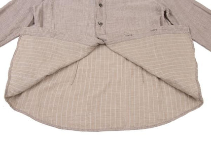 Plantation Cotton Stripe Gauze Light Brown/White Shirt Size M
