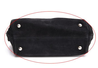 JUNIOR GAULTIER Suede Logo Handbag Black