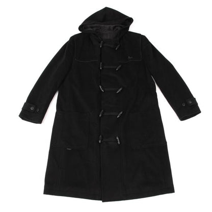 Papas Cashmere Blend Back Logo Wool Duffle Coat Black Size M