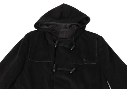 Papas Cashmere Blend Back Logo Wool Duffle Coat Black Size M
