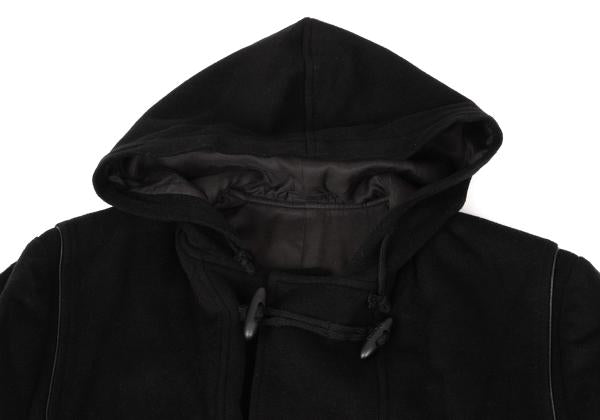 Papas Cashmere Blend Back Logo Wool Duffle Coat Black Size M