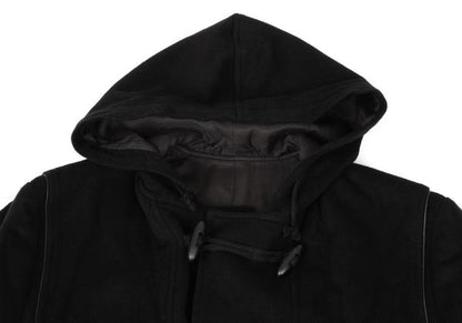 Papas Cashmere Blend Back Logo Wool Duffle Coat Black Size M