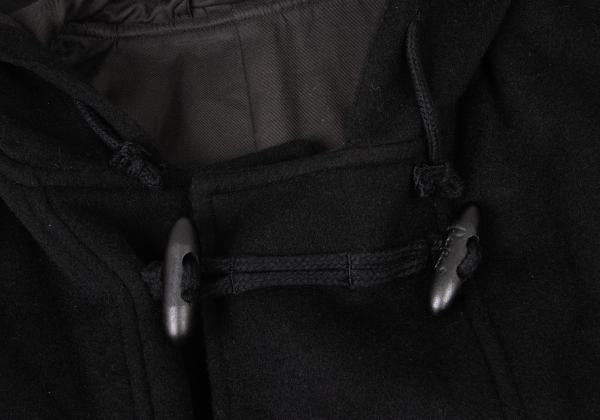 Papas Cashmere Blend Back Logo Wool Duffle Coat Black Size M