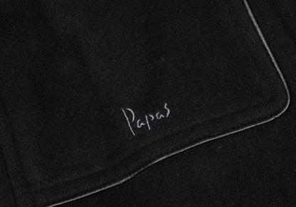 Papas Cashmere Blend Back Logo Wool Duffle Coat Black Size M