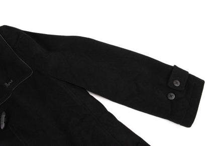 Papas Cashmere Blend Back Logo Wool Duffle Coat Black Size M