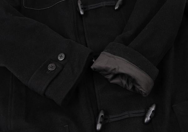 Papas Cashmere Blend Back Logo Wool Duffle Coat Black Size M
