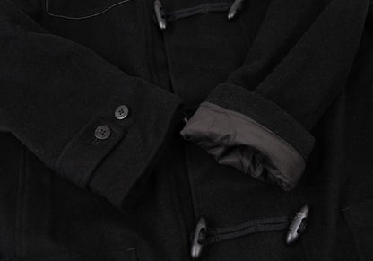 Papas Cashmere Blend Back Logo Wool Duffle Coat Black Size M