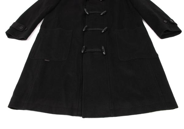 Papas Cashmere Blend Back Logo Wool Duffle Coat Black Size M