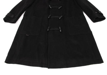Papas Cashmere Blend Back Logo Wool Duffle Coat Black Size M