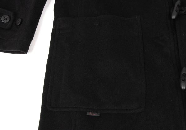 Papas Cashmere Blend Back Logo Wool Duffle Coat Black Size M