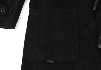 Papas Cashmere Blend Back Logo Wool Duffle Coat Black Size M