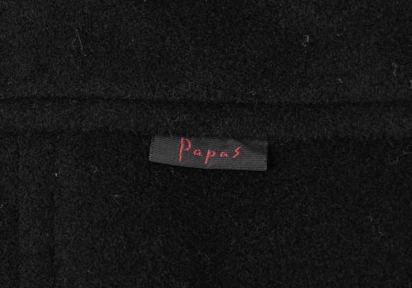 Papas Cashmere Blend Back Logo Wool Duffle Coat Black Size M