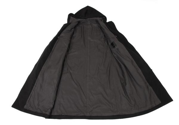 Papas Cashmere Blend Back Logo Wool Duffle Coat Black Size M
