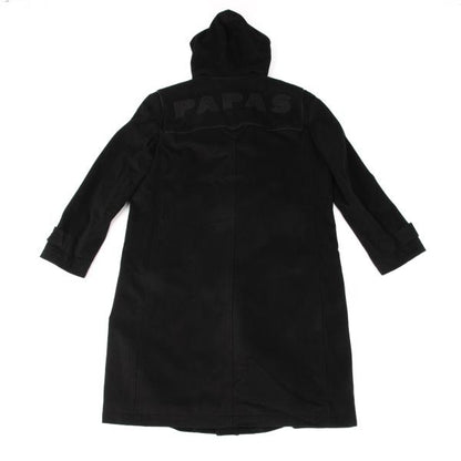 Papas Cashmere Blend Back Logo Wool Duffle Coat Black Size M