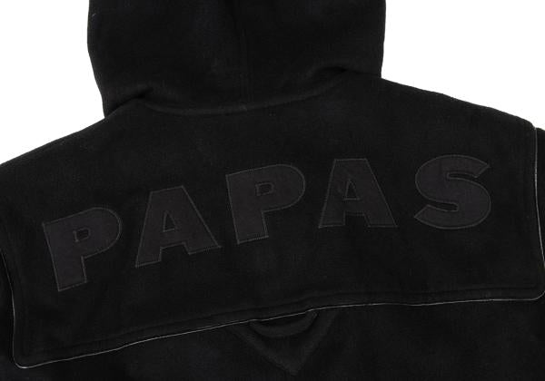 Papas Cashmere Blend Back Logo Wool Duffle Coat Black Size M