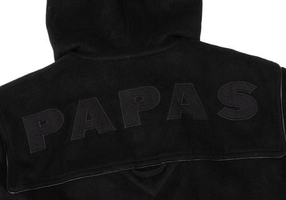 Papas Cashmere Blend Back Logo Wool Duffle Coat Black Size M