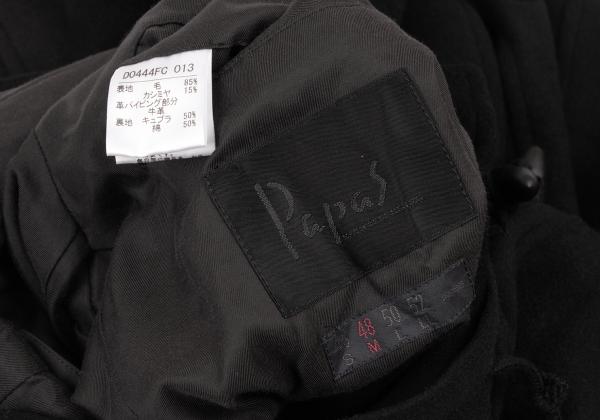 Papas Cashmere Blend Back Logo Wool Duffle Coat Black Size M