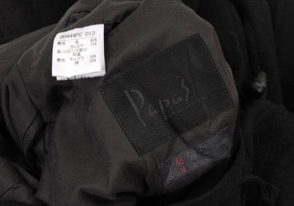 Papas Cashmere Blend Back Logo Wool Duffle Coat Black Size M