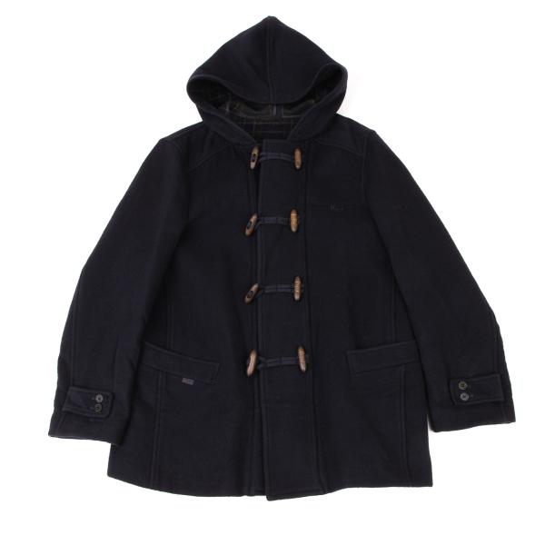 Papas Wool Blend Embroidered Short Duffle Coat Navy Size M