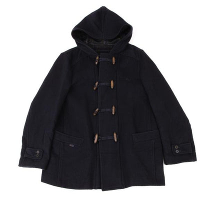 Papas Wool Blend Embroidered Short Duffle Coat Navy Size M