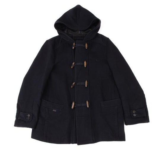 Papas Wool Blend Embroidered Short Duffle Coat Navy Size M