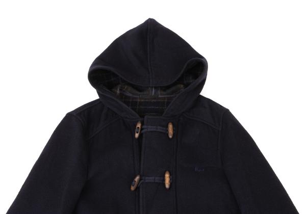 Papas Wool Blend Embroidered Short Duffle Coat Navy Size M