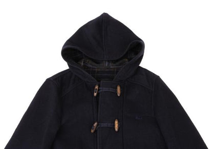 Papas Wool Blend Embroidered Short Duffle Coat Navy Size M