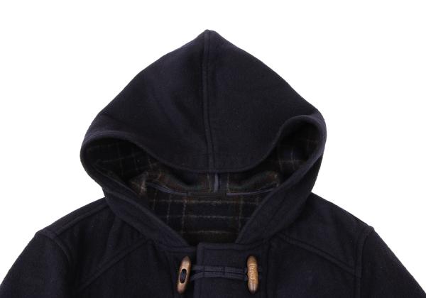 Papas Wool Blend Embroidered Short Duffle Coat Navy Size M