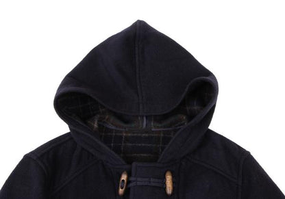 Papas Wool Blend Embroidered Short Duffle Coat Navy Size M