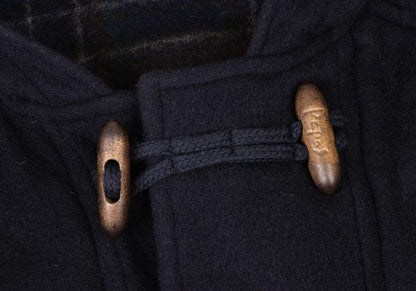 Papas Wool Blend Embroidered Short Duffle Coat Navy Size M