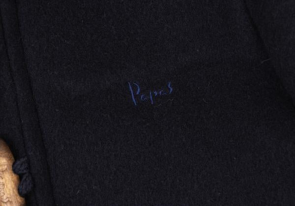 Papas Wool Blend Embroidered Short Duffle Coat Navy Size M