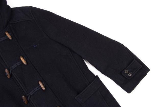 Papas Wool Blend Embroidered Short Duffle Coat Navy Size M