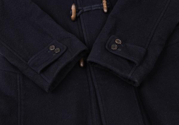 Papas Wool Blend Embroidered Short Duffle Coat Navy Size M