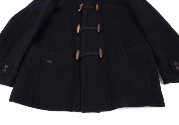 Papas Wool Blend Embroidered Short Duffle Coat Navy Size M