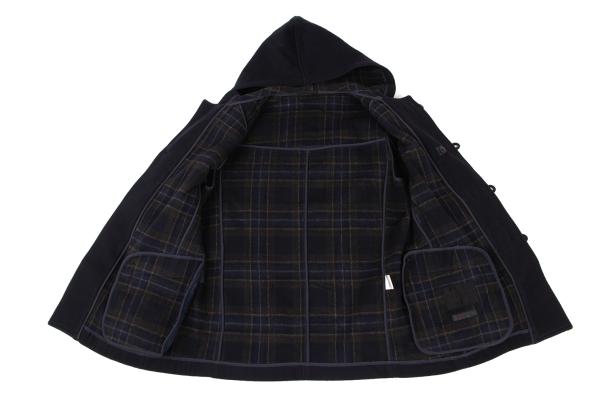 Papas Wool Blend Embroidered Short Duffle Coat Navy Size M