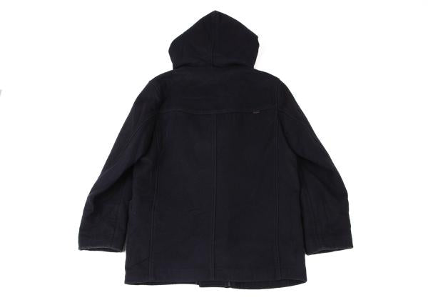 Papas Wool Blend Embroidered Short Duffle Coat Navy Size M