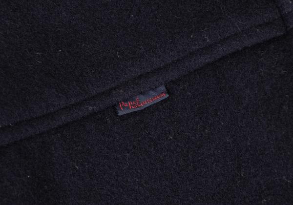 Papas Wool Blend Embroidered Short Duffle Coat Navy Size M