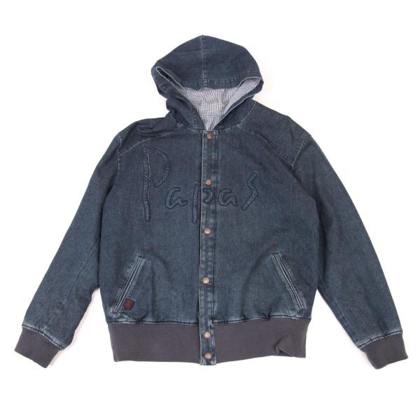 Papas Blue Denim Hooded Logo Patch Jacket Size 50L