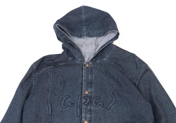 Papas Blue Denim Hooded Logo Patch Jacket Size 50L