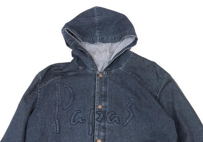Papas Blue Denim Hooded Logo Patch Jacket Size 50L