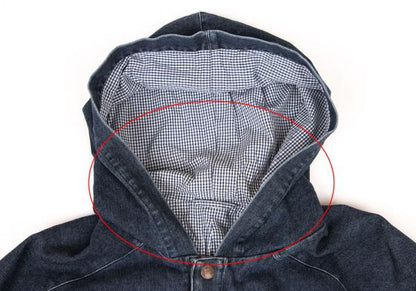Papas Blue Denim Hooded Logo Patch Jacket Size 50L