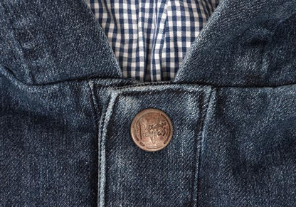 Papas Blue Denim Hooded Logo Patch Jacket Size 50L