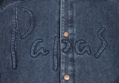 Papas Blue Denim Hooded Logo Patch Jacket Size 50L