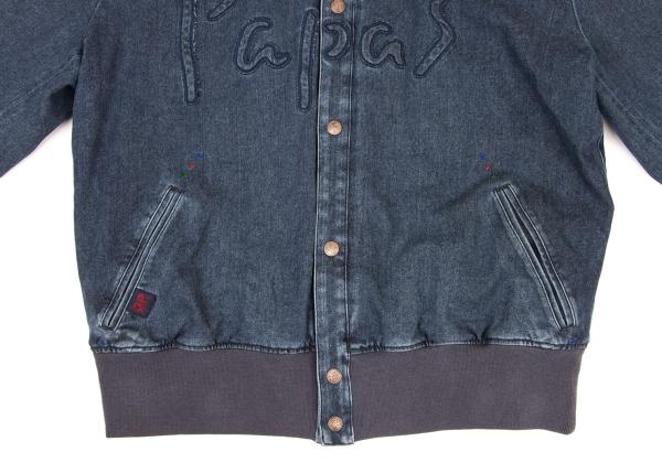 Papas Blue Denim Hooded Logo Patch Jacket Size 50L